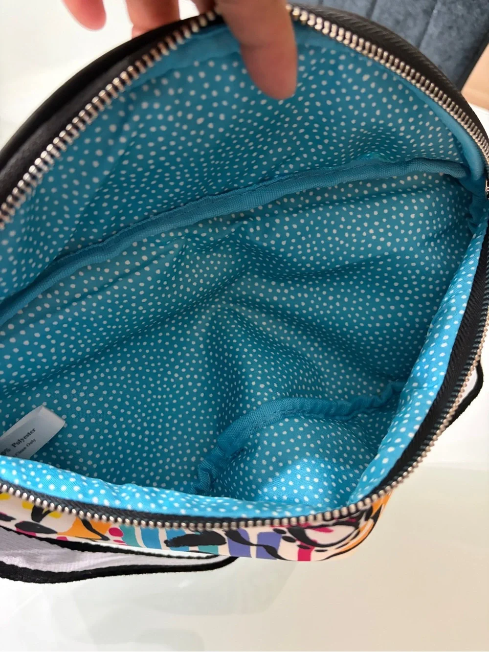 Multicolor Graphic Floral Crossbody Bag with Striped Strap